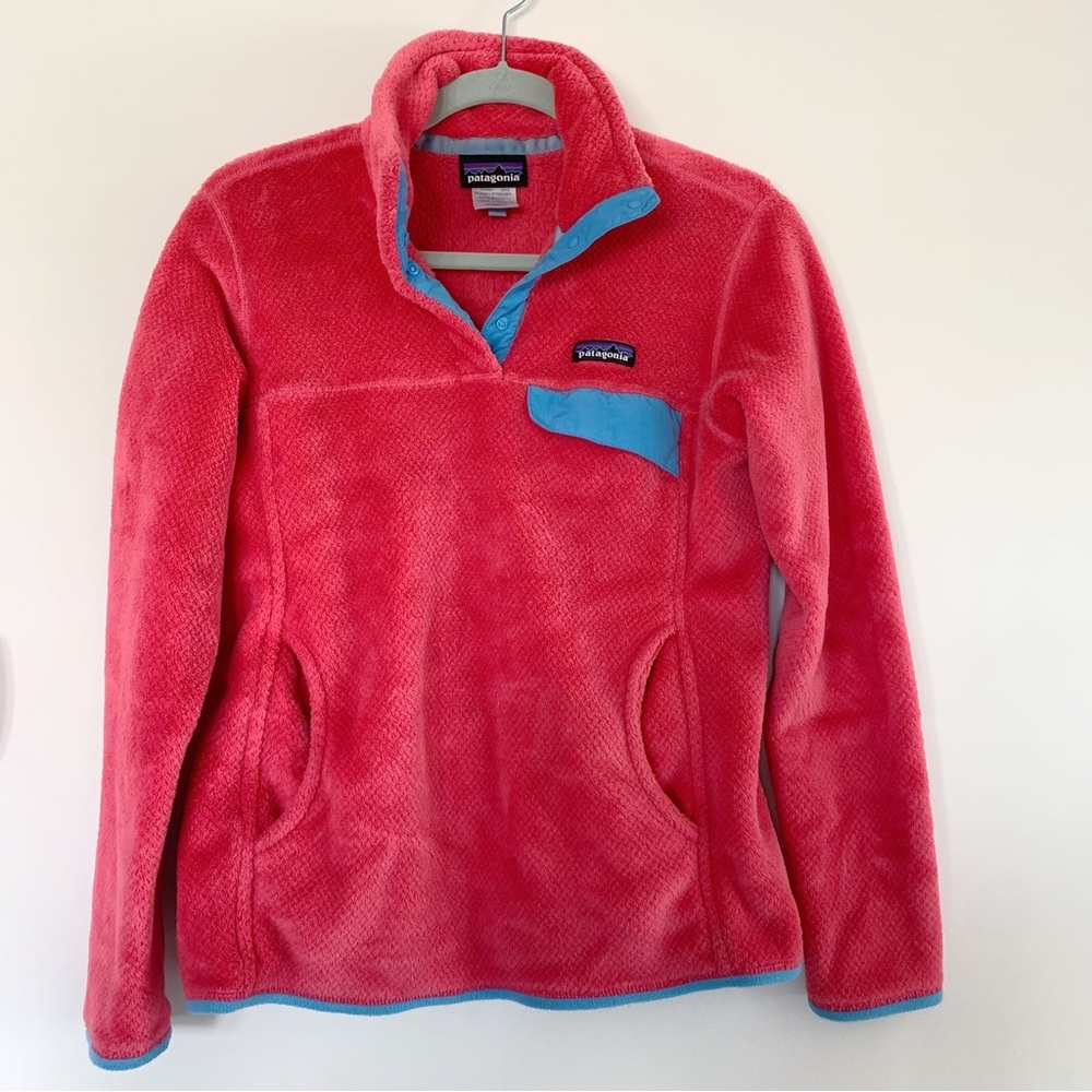 PATAGONIA Re-Tool Snap-T Pullover Cozy Fleece Jacket Pink Raspberry Size Medium